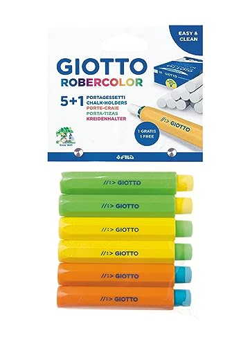 GIOTTO Robocolor Kreidehalter aus Kunststoff, 6 Halter in verschiedenen Farben, ideal für Kinder, Partys und Schulen von GIOTTO