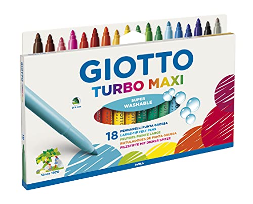 Giotto 0763 00 - Turbo Maxi Faserschreiber Kartonetui mit Hängelasche 18 sortierte Farben von GIOTTO