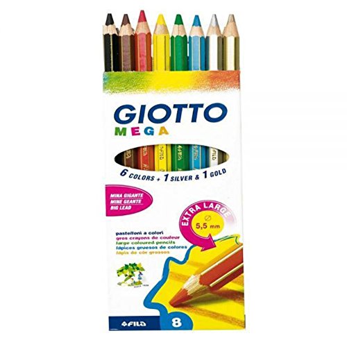 Giotto 2254 00 - Mega, Kartonetui 8 sortierte Dickkernfarbstifte von GIOTTO