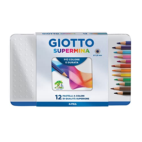 Giotto- Fila Box Metall 12 Supermina Durchmesser Mine 3,8 m Pastellstifte A Bleistift 849, Mehrfarbig, 8000825236709 von GIOTTO