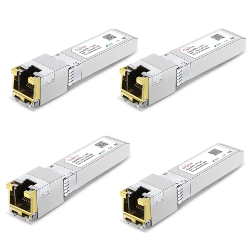 SFP+ auf RJ45 10GBase-T Modul, 10 Gbe Kupfer SFP zu Ethernet Netzwerk-Transceiver für Cisco SFP-10G-T-S, Ubiquiti UniFi UF-RJ45-10G, Meraki, Supermicro und mehr, bis zu 30 m, 4 Stück SFP+ auf RJ45 10GBase-T Modul, 10 Gbe Kupfer SFP zu Ethernet Netzwerk-Transceiver für Cisco SFP-10G-T-S, Ubiquiti UniFi UF-RJ45-10G, Meraki, Supermicro und mehr, bis zu 30 m, 4 Stück von GIQITCK
