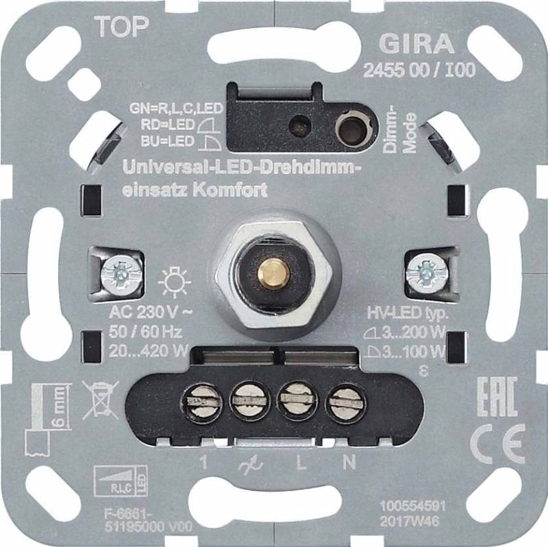 GIRA 245500 S3000 Uni-LED-Drehdimm- einsatz Komfort Einsatz GIRA 245500 S3000 Uni-LED-Drehdimm- einsatz Komfort Einsatz von GIRA Giersiepen GmbH & Co. KG