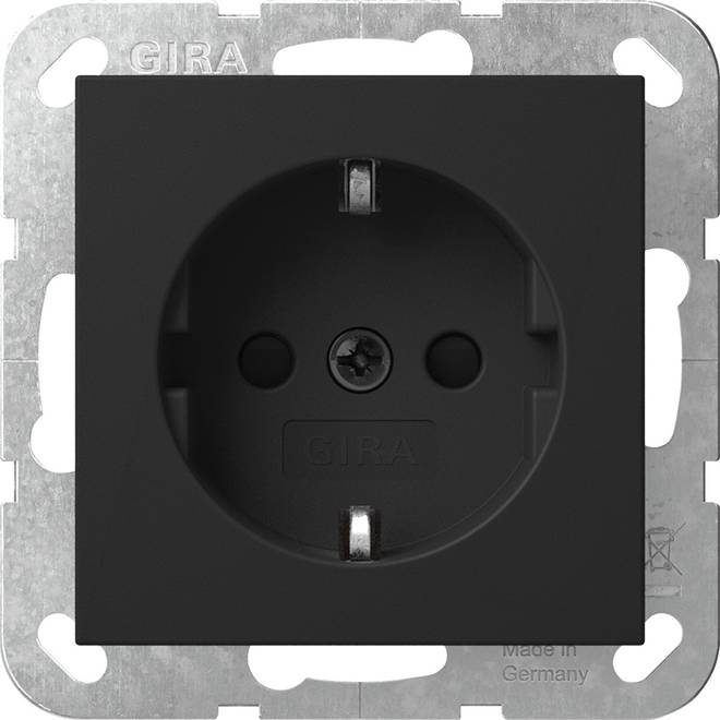 GIRA 4453005 SCHUKO-Steckdose m.Shutter System 55 Schwarz matt (lackiert) von GIRA Giersiepen GmbH & Co. KG