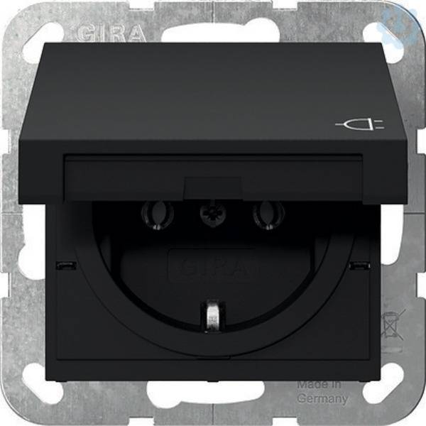 GIRA 4454005 SCHUKO-Steckdose Klappdeckel System 55 Schwarz matt(lack) von GIRA Giersiepen GmbH & Co. KG