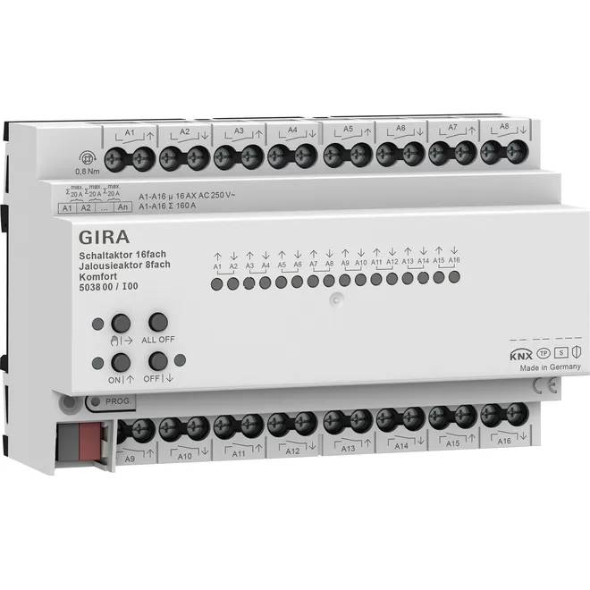 GIRA 503800 Schalt-/Jalousieaktor 16/8f 16A REG Komfort KNX Secure GIRA 503800 Schalt-/Jalousieaktor 16/8f 16A REG Komfort KNX Secure von GIRA Giersiepen GmbH & Co. KG