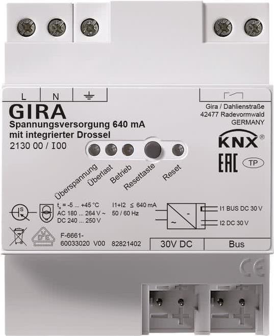 GIRA 213000 Spannungsversorgung 640mA Drossel KNXREG (213000) von GIRA