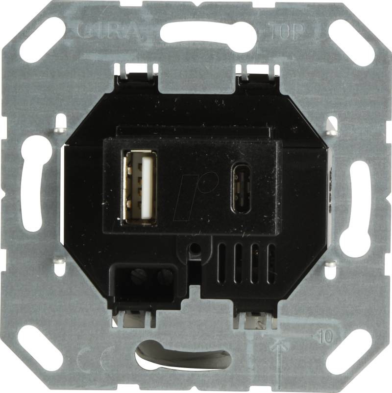 GIRA UP USB AC S - USB-Spannungsversorgung Schwarz Typ A / Typ C von GIRA