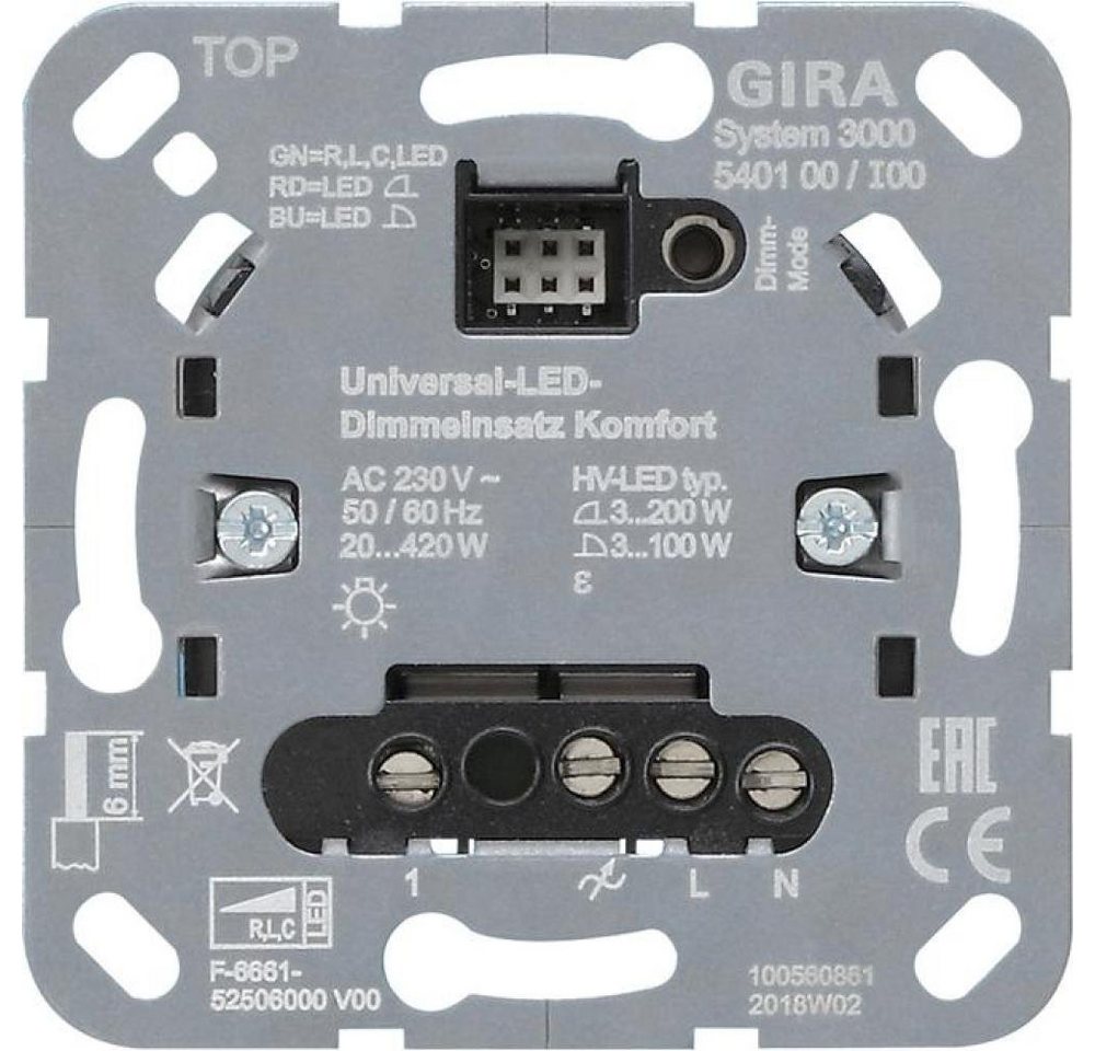 GIRA Verteiler Gira S3000 Uni-LED-Dimmeins. Komfort Einsatz 540100 GIRA Verteiler Gira S3000 Uni-LED-Dimmeins. Komfort Einsatz 540100 von GIRA