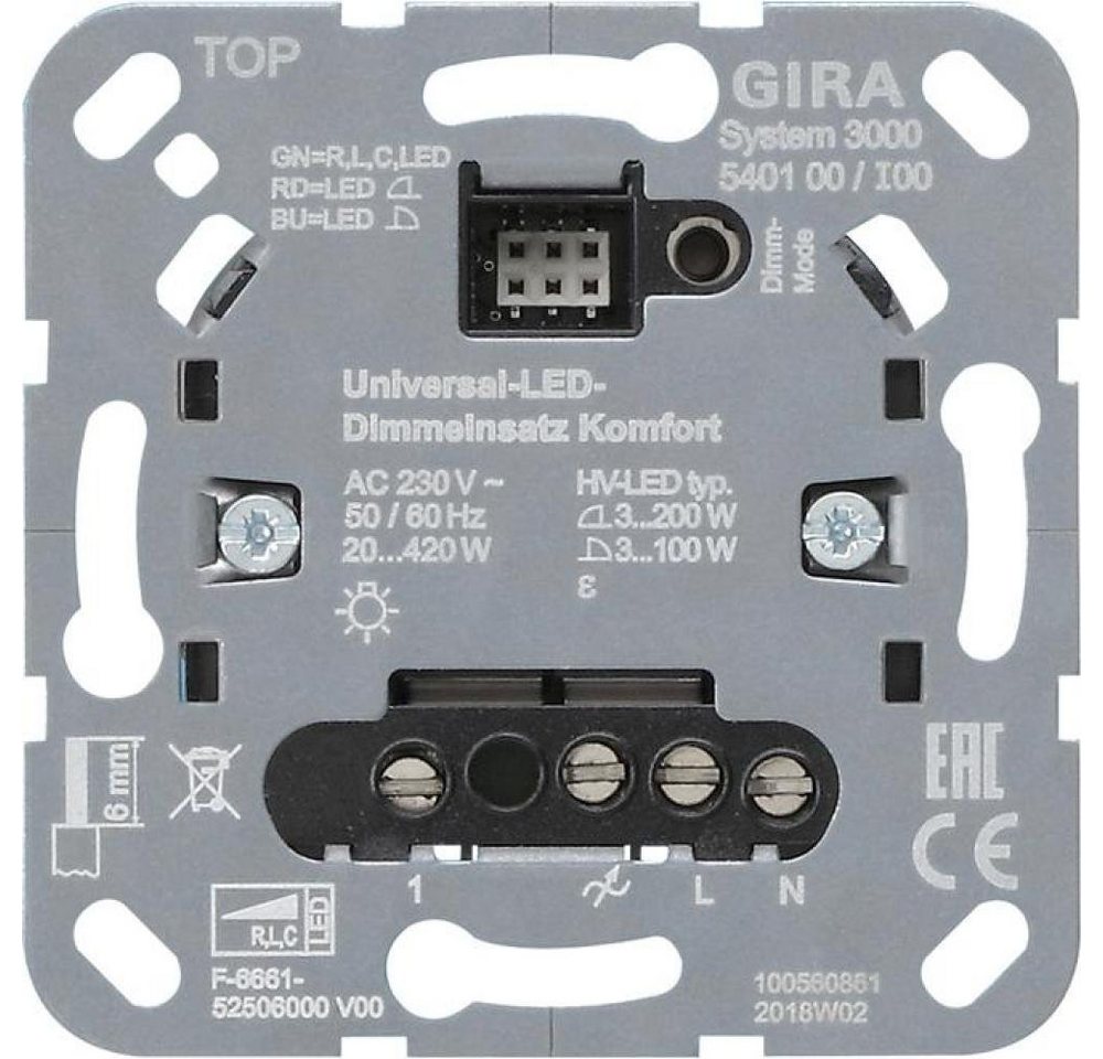 GIRA Verteiler Gira S3000 Uni-LED-Dimmeins. Komfort Einsatz 540100 von GIRA