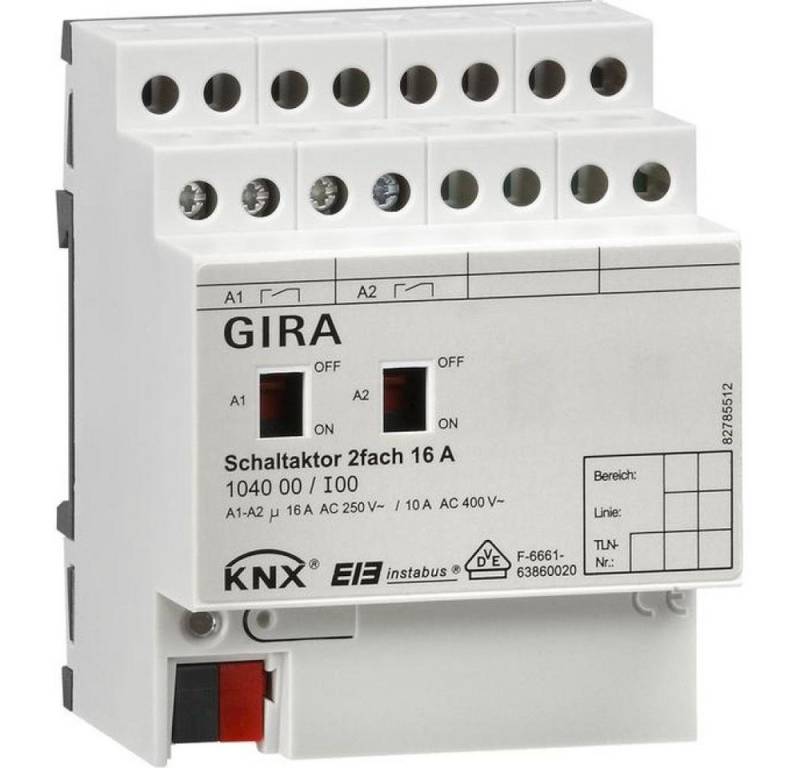 GIRA Verteiler Gira Schaltaktor 2f 16 A Hand KNX REG 104000 von GIRA