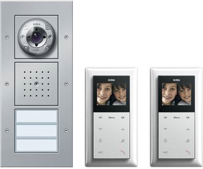 GIRA Video-Türsprechanlage Kabelgebunden Komplett-Set 2 Familienhaus Aluminium von GIRA