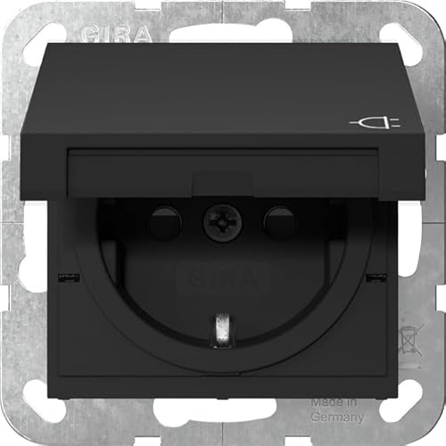 Gira 4414005 SCHUKO-Steckdose 16 A 250 V~ mit Klappdeckel und Shutter, System 55, schwarz Gira 4414005 SCHUKO-Steckdose 16 A 250 V~ mit Klappdeckel und Shutter, System 55, schwarz von GIRA