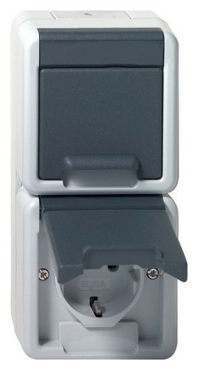 Gira 478030 SCHUKO 2f senkr. KD WG AP Grau von GIRA