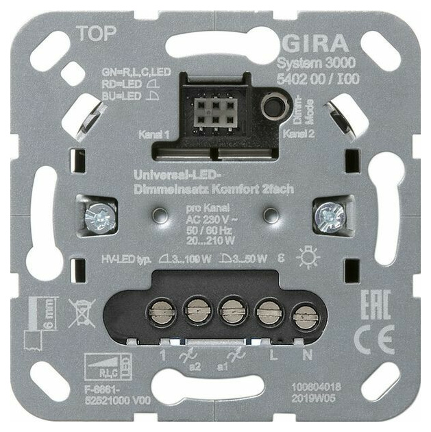 Gira 540200 S3000 Uni-LED-Dimmeins Komfort 2f von GIRA
