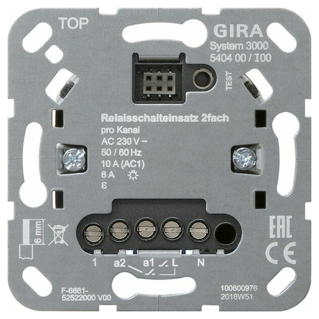 Gira 540400 S3000 Relaisschalteins 2f Einsatz Gira 540400 S3000 Relaisschalteins 2f Einsatz von GIRA