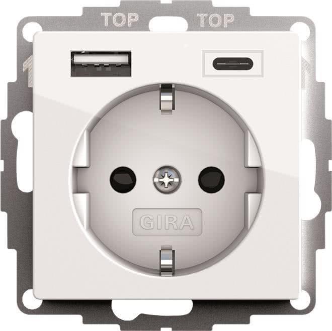 Gira SCHUKO-Steckdose, reinweiß glänzend (245903) von GIRA