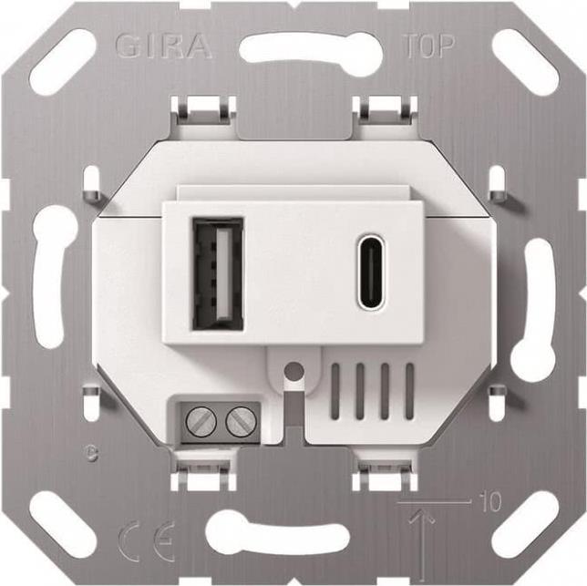 Gira USB-Spannungsversorgung 2f TypA/C Einsatz ws 234900 (234900) von GIRA