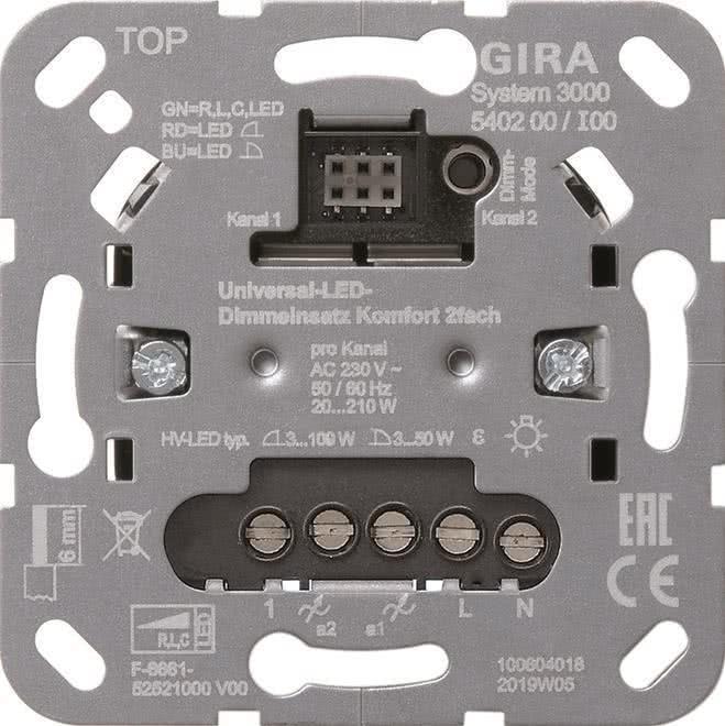 Gira Uni-LED-Dimmeinsatz 2fach S3000 540200 (540200) von GIRA