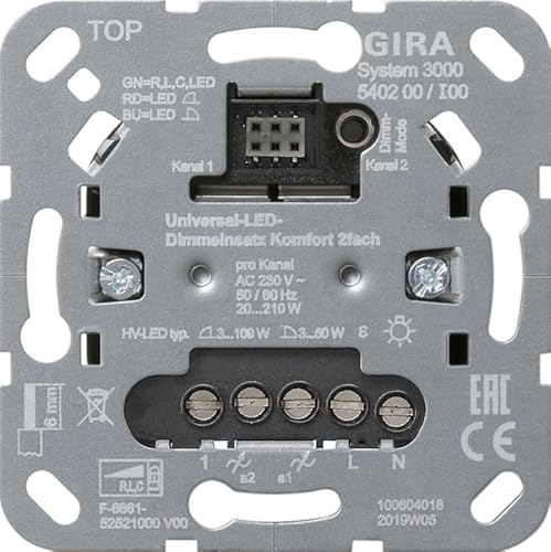 S3000 Uni-LED-Dimmein Komfort 2f Einsatz GIRA 540200 von GIRA