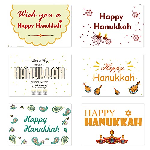 GIVBRO Hanukkah-Karten Grußkarten Glückwunschkarten mit Umschlägen für Kollegen, Familie, Freunde, Urlaub, 6 Stück von GIVBRO