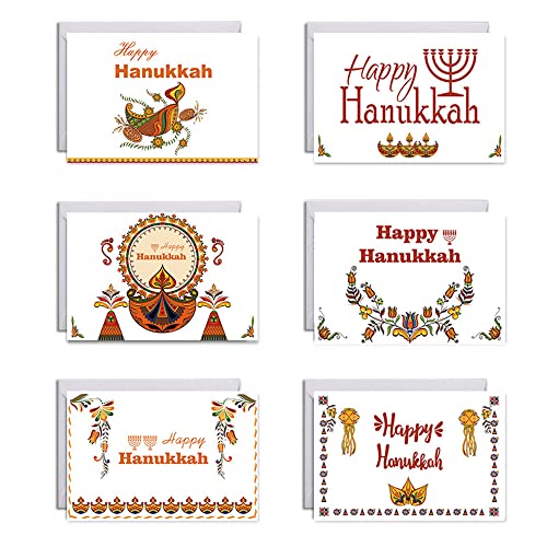 GIVBRO Hanukkah Karten Grußkarten mit Umschlägen für Kollegen, Familie, Freunde, 6 Stück von GIVBRO