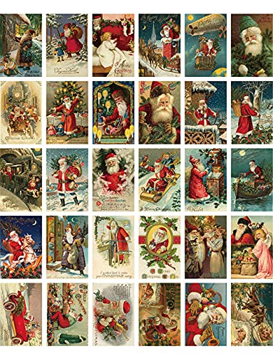 GIVBRO Weihnachts-Grußkarten, Vintage-Stil, Winter, Weihnachtsmann, Antik-Postkarten-Set 30 Stück von GIVBRO