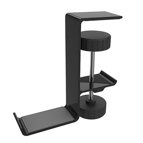 GIYXHU KopfhöRer StäNder 2 stücke Metall Kopfhörer Halter Haken Unter Schreibtisch Kopfhörer Ständer Headset Aufhänger Mit Verstellbare Klemme Universal(Black) von GIYXHU