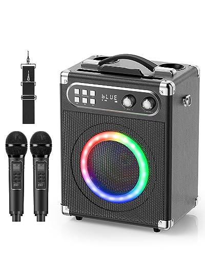 GJCrafts Karaoke, All-in-One Karaoke Maschine mit 20W Lautsprecher, 2 Kabellosen Karaoke-Mikrofon und Wiederaufladbarem Mikrofonsteckplatz, PA Anlage Komplettset fürAusflüge Partys von GJCrafts