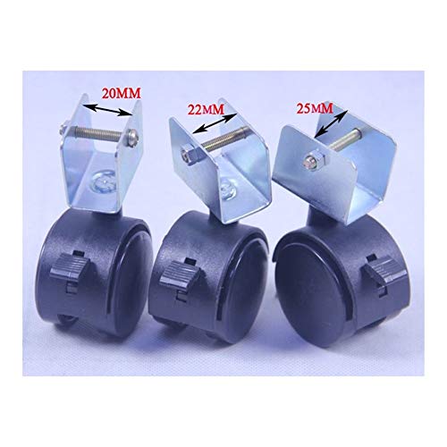Lenkrollen, 4 Stück 2-Zoll-Lenkrollen, mit Bremse for Babybetten, Rollen-U-Halterungsclips, Möbelteile (Nr. 1260)(20mm) von GJLRZGMY