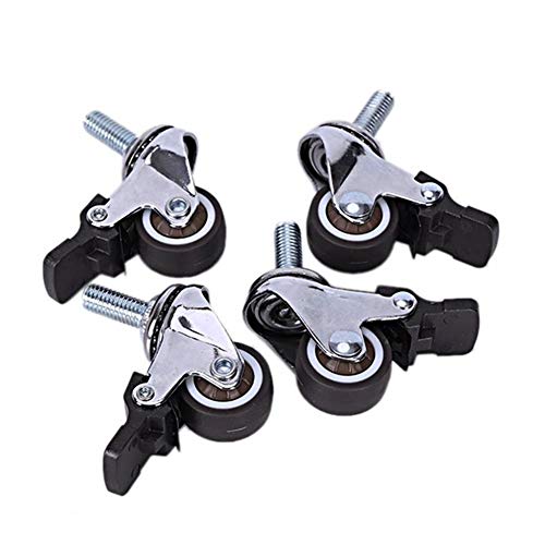 Lenkrollen, 4-teilige Lenkrollen mit Bremse, Universalrollen, 1 Zoll M8 x 15 mm, geräuscharme TPE-Räder, Räder for Möbel, Bücherregalschubladen, Möbelteile (Nr. 1276) von GJLRZGMY