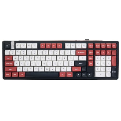 GK GAMAKAY TK101 98% Mechanische Tastatur mit Nummernpad Hot-Swap-fähig Bluetooth/2.4GHz/Wired RGB PBT Tastenkappen 101 Keys Gasket Gaming Tastatur (Schwarz&Rot, Pluto Switch) von GK GAMAKAY