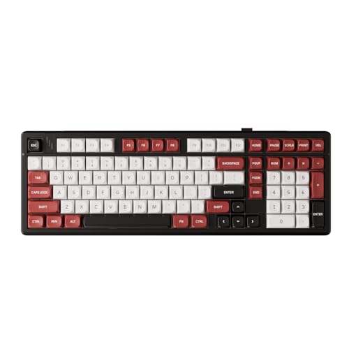 GK GAMAKAY TK101 98% Mechanische Gaming Tastatur mit Nummernpad Hot-Swap-fähig Bluetooth/2.4GHz/Wired RGB PBT Tastenkappen 101 Keys Gasket Gaming Tastatur (Schwarz&Rot, Saturn Switch) von GK GAMAKAY