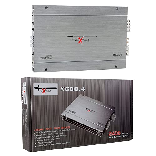 KIT Set FÜR Excalibur X600.4, 1 Verstärker 2400 Watt max., 4 x 60 Watt rms, 4-Kanal mit Bassanhebung für Kofferraumdeckel, 1 Stück von GK SOUND