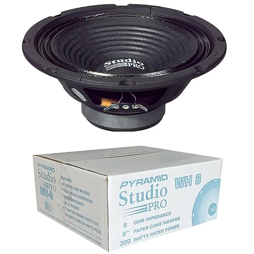 GK SOUND 1 Pyramid WH8-Tieftöner-Lautsprecher, 8 Zoll, 200 mm, 20,00 cm, 100 Watt RMS, 200 Watt maximale Impedanz, 8 Ohm, für Auto, Zuhause, DJ, starre Aufhängung, 1 Stück von GK SOUND