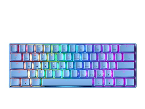 GK61 Hot-Swap Mechanische Gaming-Tastatur - 61 Tasten Mehrfarbige RGB-LED-Hintergrundbeleuchtung für PC-/Mac-Spieler (Gateron Optical Black, Blau) von GK61