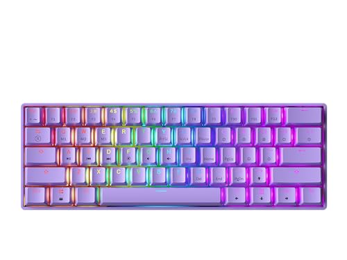 GK61 Hot-Swap Mechanische Gaming-Tastatur - 61 Tasten Mehrfarbige RGB-LED-Hintergrundbeleuchtung für PC-/Mac-Spieler (Gateron Optical Black, Lavendel) von GK61