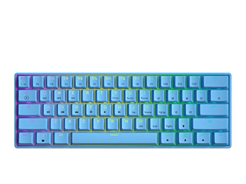 GK61 Hot-Swap Mechanische Gaming-Tastatur - 61 Tasten Mehrfarbige RGB-LED-Hintergrundbeleuchtung für PC-/Mac-Spieler (Gateron Optical Brown, Blau) von GK61