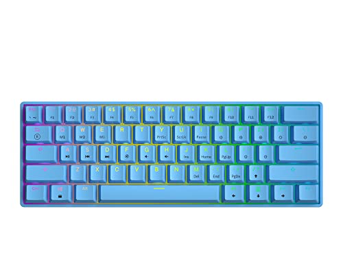GK61 Hot-Swap Mechanische Gaming-Tastatur - 61 Tasten Mehrfarbige RGB-LED-Hintergrundbeleuchtung für PC-/Mac-Spieler (Gateron Optical Red, Blau) von GK61
