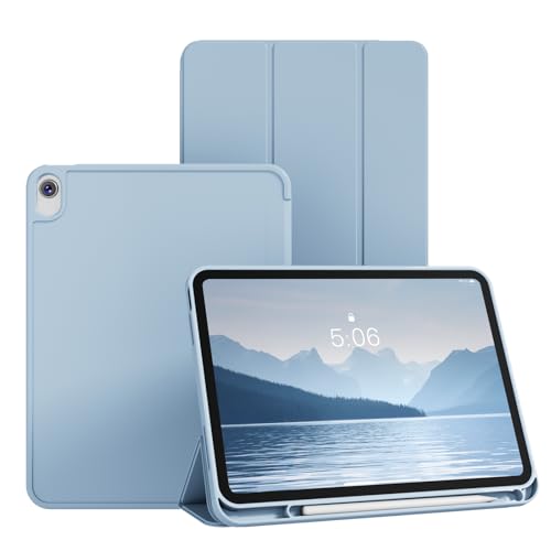 GKABXY Hülle für iPad (A16) 11/10 Generation (2025/2022), Flexible TPU Rückseite, stoßfeste Schutzhülle mit stifthalter, Auto Schlafen/Wachen für Neue iPad 11/10.9 Zoll, Hellblau von GKABXY