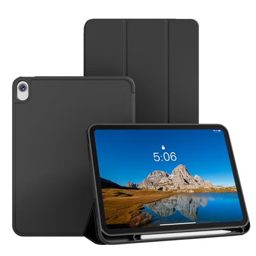 GKABXY Hülle für iPad (A16) 11/10 Generation (2025/2022), Flexible TPU Rückseite, stoßfeste Schutzhülle mit stifthalter, Auto Schlafen/Wachen für Neue iPad 11/10.9 Zoll, Schwarz von GKABXY