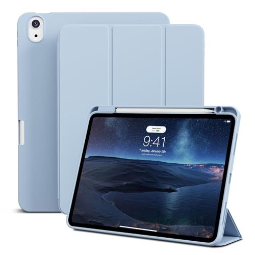 GKABXY Hülle für iPad Air 11 Zoll M3/M2, Air 7/6/5/4 Generation (2025/2024/2022/2020) 10,9 Zoll, Weich TPU Schutzhülle mit Stifthalte, Unterstützt Pencil Pro/USB-C, Auto Schlafen/Wachen, Hellblau von GKABXY