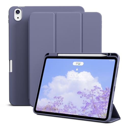GKABXY Hülle für iPad Air 11 Zoll M3/M2, Air 7/6/5/4 Generation (2025/2024/2022/2020) 10,9 Zoll, Weich TPU Schutzhülle mit Stifthalte, Unterstützt Pencil Pro/USB-C, Auto Schlafen/Wachen, Violett von GKABXY