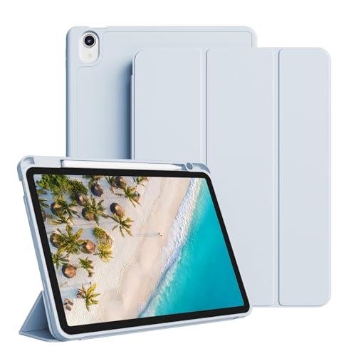 GKABXY Hülle für iPad Air 11 Zoll M3 2025/M2 2024, iPad Air 5 4 Generation (2022/2020) 10,9 Zoll mit Stifthalter, Auto Schlafen/Wachen mit Weicher TPU Rückseite, Hellblau von GKABXY