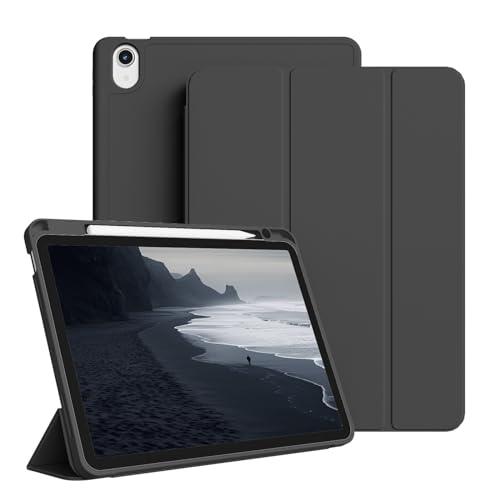 GKABXY Hülle für iPad Air 11 Zoll M3 2025/M2 2024, iPad Air 5 4 Generation (2022/2020) 10,9 Zoll mit Stifthalter, Auto Schlafen/Wachen mit Weicher TPU Rückseite, Schwarz von GKABXY