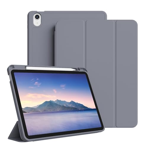 GKABXY Hülle für iPad Air 11 Zoll M3 2025/M2 2024, iPad Air 5 4 Generation (2022/2020) 10,9 Zoll mit Stifthalter, Auto Schlafen/Wachen mit Weicher TPU Rückseite, Violett von GKABXY