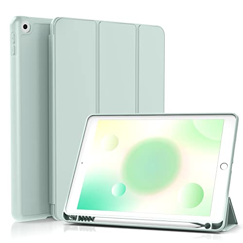 GKABXY Hülle für iPad 9./8./7. Generation mit Stifthalter 10.2 Zoll, Flexible TPU Rückseite, Ultradünne Schutzhülle für iPad 10.2, Auto Schlafen/Wachen, Grün von GKABXY
