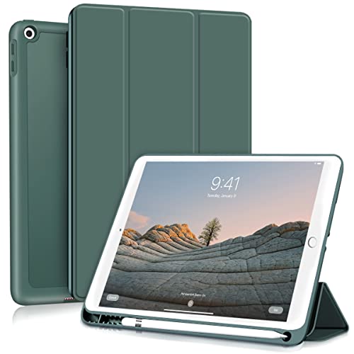 GKABXY Hülle für iPad Air 10,5 (3. Generation 2019) mit Stifthalter, Dünne Tablet Schutzhülle mit Weicher TPU Rückseite, Auto Wachen/Schlafen, Nachtgrün von GKABXY