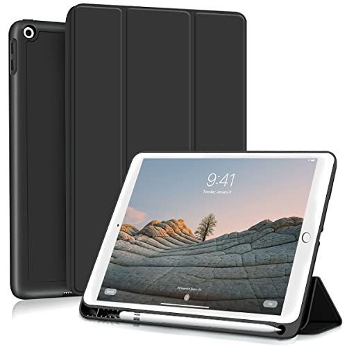 GKABXY Hülle für iPad Air 10,5 (3. Generation 2019) mit Stifthalter, Dünne Tablet Schutzhülle mit Weicher TPU Rückseite, Auto Wachen/Schlafen, Schwarz von GKABXY