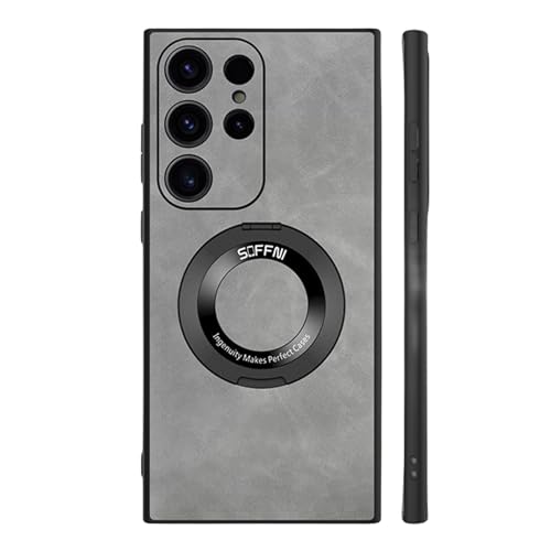 Schutzhülle für Samsung Galaxy S24 Ultra/S24 Plus/S24, [kompatibel mit MagSafe], um 360° drehbarer Ring, unsichtbarer Ständer, Vintage-PU-Leder, weiches TPU-Stoßdämpfer, stoßfest, schlanke Hülle, von GKDLHGO