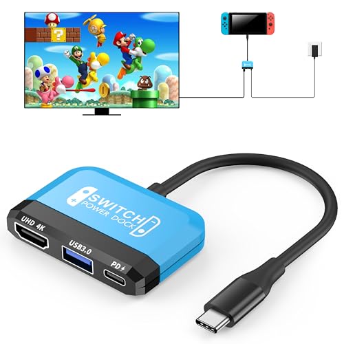 Switch Dock für Nintendo Switch/OLED Switch, 3 in 1 Switch TV Adapter mit 4K HDMI, USB 3.0 Port, Type C 100W PD Aufladung, Portable Travel Mini Docking Station für Switch,Steam Deck,Laptop,Phone von GKEAPZA